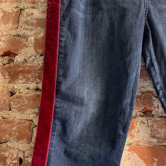 LOFT Velvet Side Stripe Skinny Jeans in Dark Wash - Picture 6 of 6